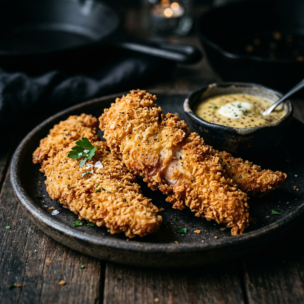 Tiras de pollo rebozadas